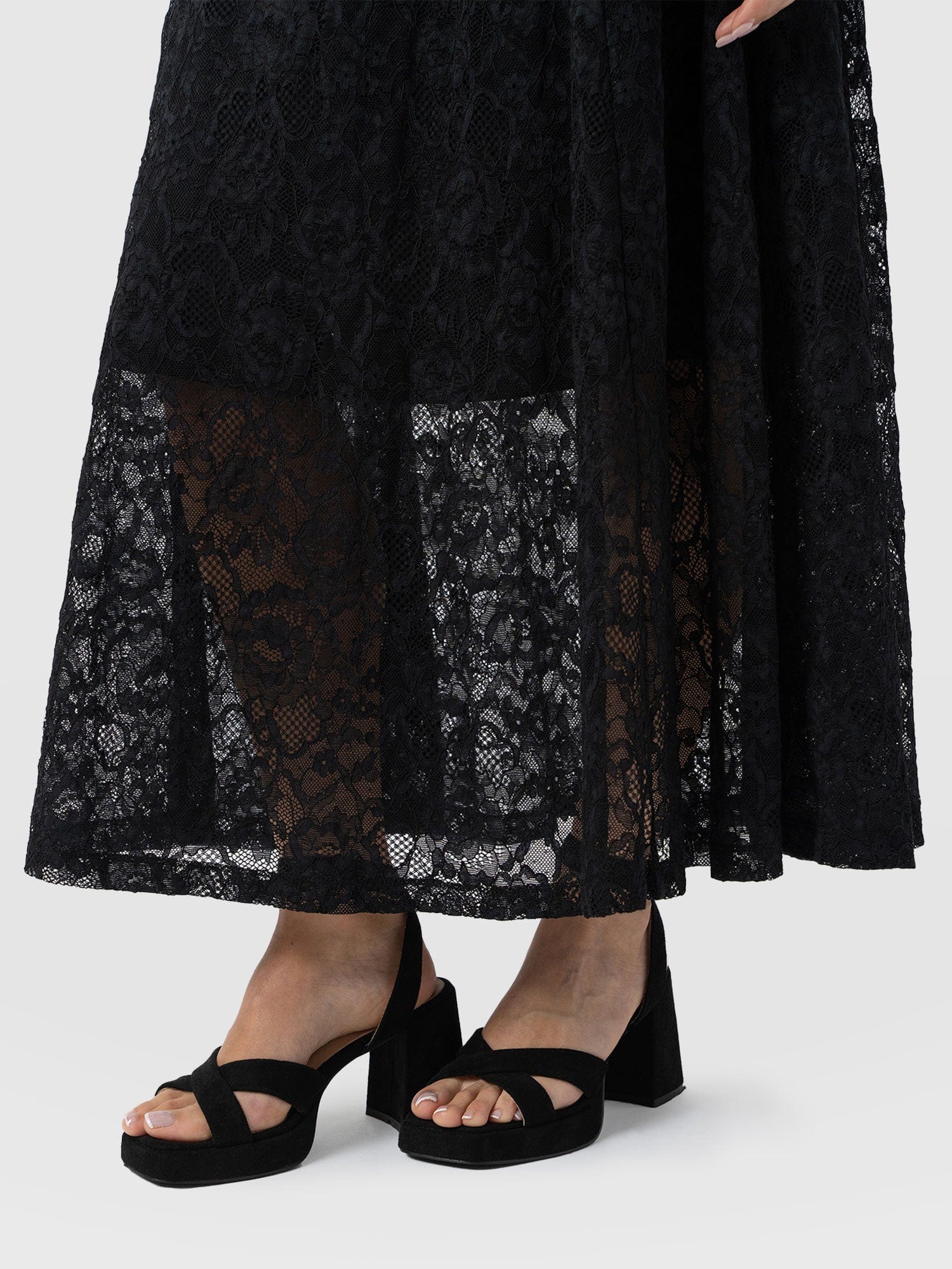 Lana A - Line Skirt - Black Lace - Women's Skirts | Saint + Sofia® EU